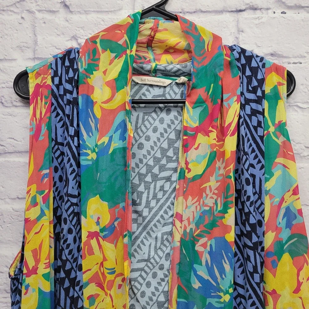 Soft Surroundings Boho Hippie Kimono Beach Coverup OS Travel Resortwear Festival
